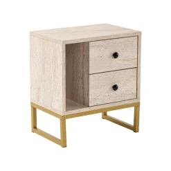 Comodino industrial beige e oro 45x29x50h cm - Rhiannon