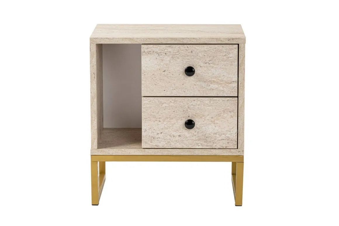 Comodino industrial beige e oro 45x29x50h cm - Rhiannon