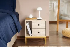 Comodino industrial beige e oro 45x29x50h cm - Rhiannon