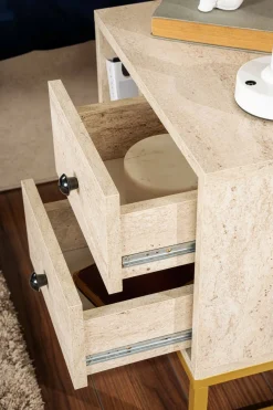 Comodino industrial beige e oro 45x29x50h cm - Rhiannon