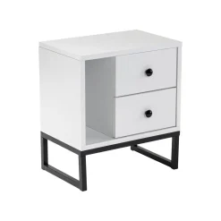 Comodini > Dmora Comodino industrial bianco e nero 45x29x50h cm - Rhiannon Nero, Bianco