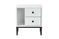 Comodini > Dmora Comodino industrial bianco e nero 45x29x50h cm - Rhiannon Nero, Bianco