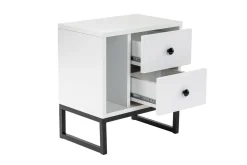 Comodini > Dmora Comodino industrial bianco e nero 45x29x50h cm - Rhiannon Nero, Bianco