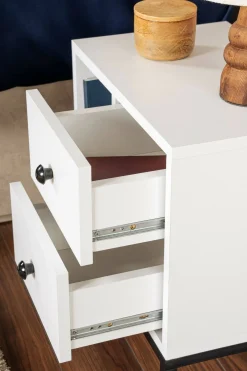 Comodini > Dmora Comodino industrial bianco e nero 45x29x50h cm - Rhiannon Nero, Bianco