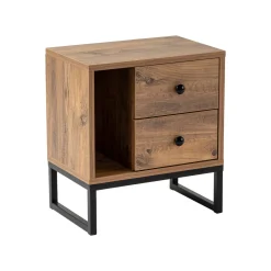 Comodini > Dmora Comodino industrial legno e nero 45x29x50h cm - Rhiannon Nero, Marrone Quercia