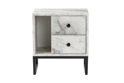Comodino industrial marmo e nero 45x29x50h cm - Rhiannon