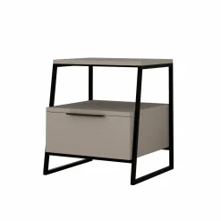 Comodino in legno beige e nero 45x41x50h cm - Rosita