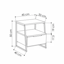 Comodino in legno bianco e nero 45x41x50h cm - Rosita