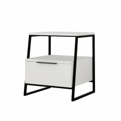 Comodino in legno bianco e nero 45x41x50h cm - Rosita