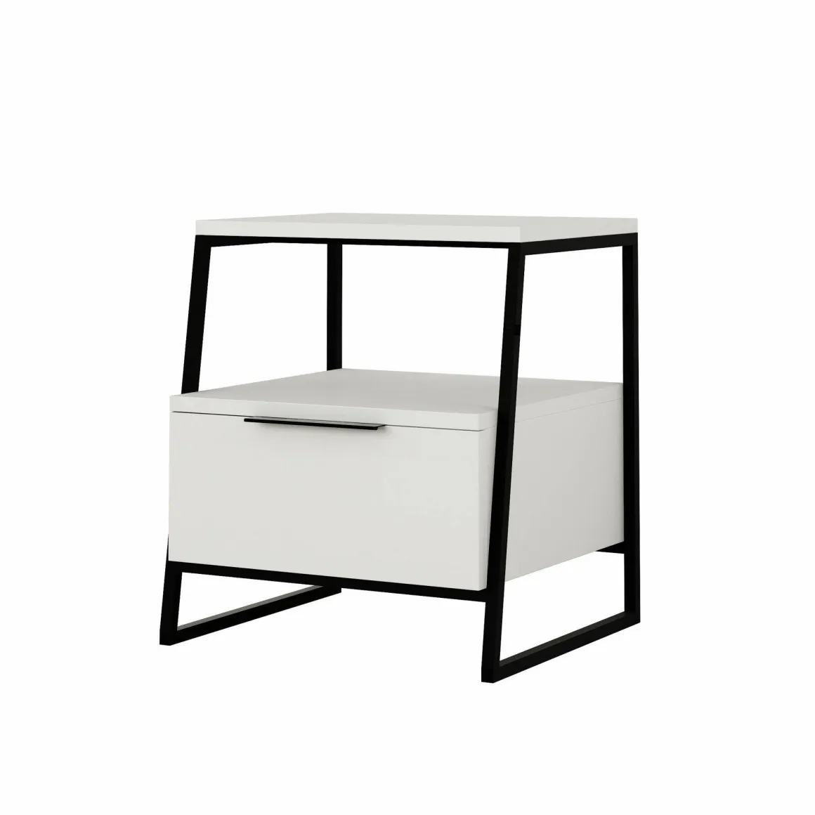 Comodino in legno bianco e nero 45x41x50h cm - Rosita