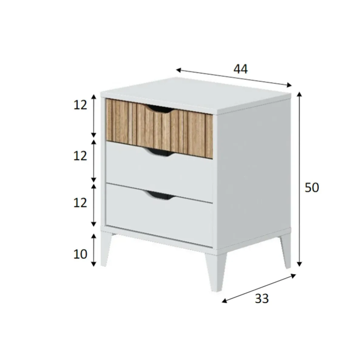 Comodini > Dmora Comodino in legno bianco e rovere 44x33x50h cm - Jessa Marrone, Bianco Rovere