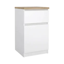 Comodino in legno bianco lucido e rovere 40x40x70h cm - Delfini