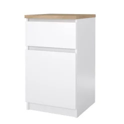 Comodino in legno bianco lucido e rovere 40x40x70h cm - Delfini