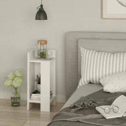Comodini|Camera Da Letto > Dmora Comodino in legno 25x27x60h cm - Asterix Bianco