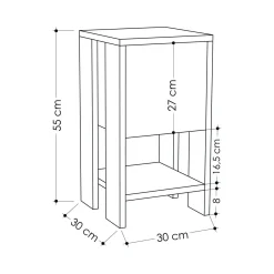 Comodino in legno bianco 30x30x55h cm - Filippa