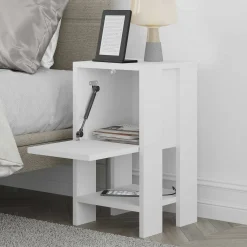 Comodino in legno bianco 30x30x55h cm - Filippa