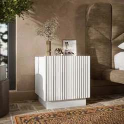Comodini > Dmora Comodino in legno 50x34x58h cm - Arnad Bianco