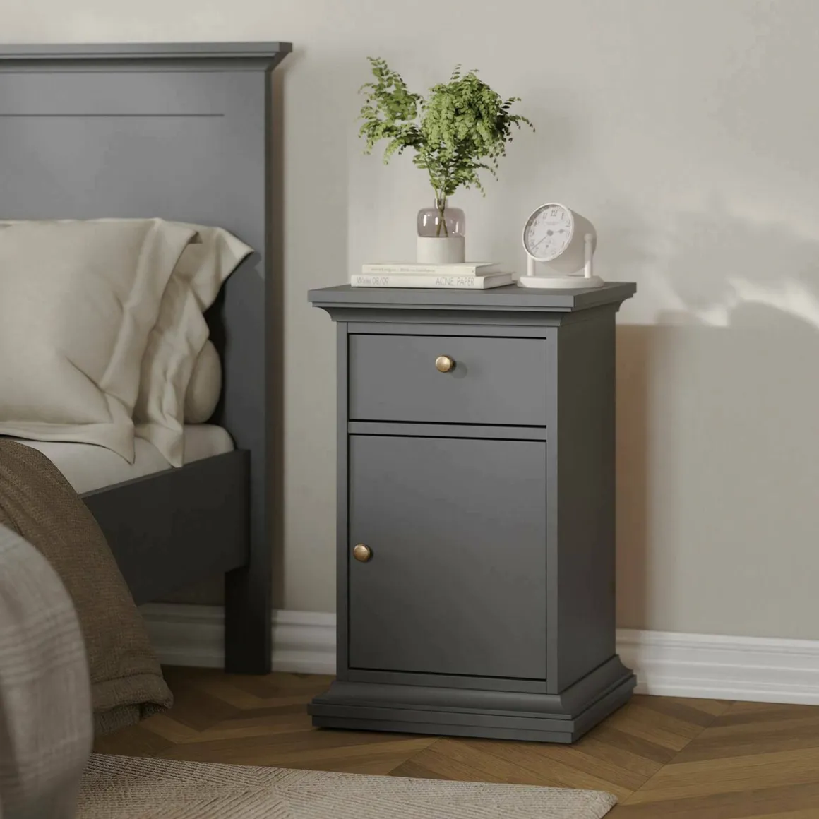 Comodini > Dmora Comodino in legno 50x39x72h cm - Antenati Grigio