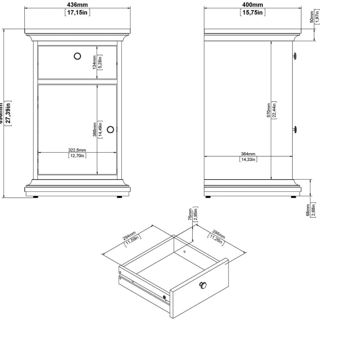 Comodini > Dmora Comodino in legno 50x39x72h cm - Antenati Grigio