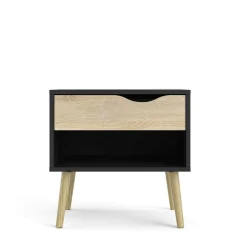 Comodini > Dmora Comodino in legno nero e quercia 50x39x49h cm - Lucina Marrone, Nero Quercia