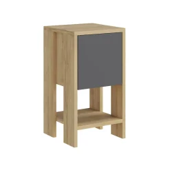 Comodino in legno quercia e antracite 30x30x55h cm - Filippa