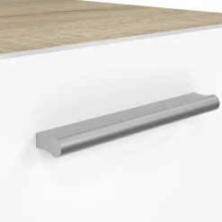 Comodini > Dmora Comodino in legno quercia e bianco lucido 40x40x42h cm - Apolla Bianco Lucido, Marrone Quercia