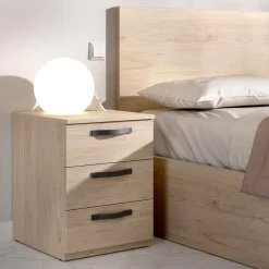 Comodini > Dmora Comodino in legno rovere 50x40x49h cm - Azar Marrone Rovere