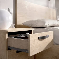 Comodini > Dmora Comodino in legno rovere 50x40x49h cm - Azar Marrone Rovere