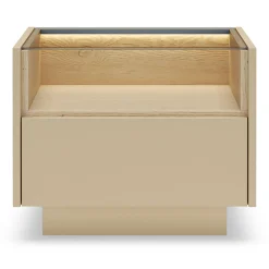 Comodino Marrone Chiaro Marrone Rovere un Cassetto 2 Ripiani 53x40x43h cm, Apertura Push-pull - Veirra