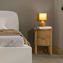 Comodini > Dmora Comodino Marrone Ciliegio oro 2 Cassetti un Ripiano 38x35x52h cm, Apertura Scorrevole - Falile Oro, Marrone Ciliegio