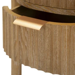 Comodini > Dmora Comodino Marrone Ciliegio oro 2 Cassetti un Ripiano 38x35x52h cm, Apertura Scorrevole - Falile Oro, Marrone Ciliegio