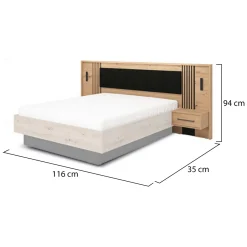 Comodino Marrone Nero un Cassetto un Ripiano 93.5x35x115.5h cm, Apertura Scorrevole - Cetraro