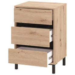 Comodini > Dmora Comodino Marrone Nero un Ripiano 3 Cassetti 48x40x71h cm, Apertura Scorrevole - Combatte Nero, Marrone