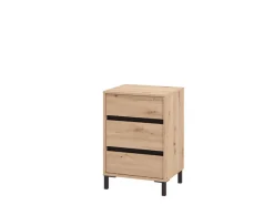 Comodini > Dmora Comodino Marrone Nero un Ripiano 3 Cassetti 48x40x71h cm, Apertura Scorrevole - Combatte Nero, Marrone