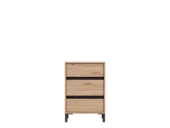 Comodini > Dmora Comodino Marrone Nero un Ripiano 3 Cassetti 48x40x71h cm, Apertura Scorrevole - Combatte Nero, Marrone