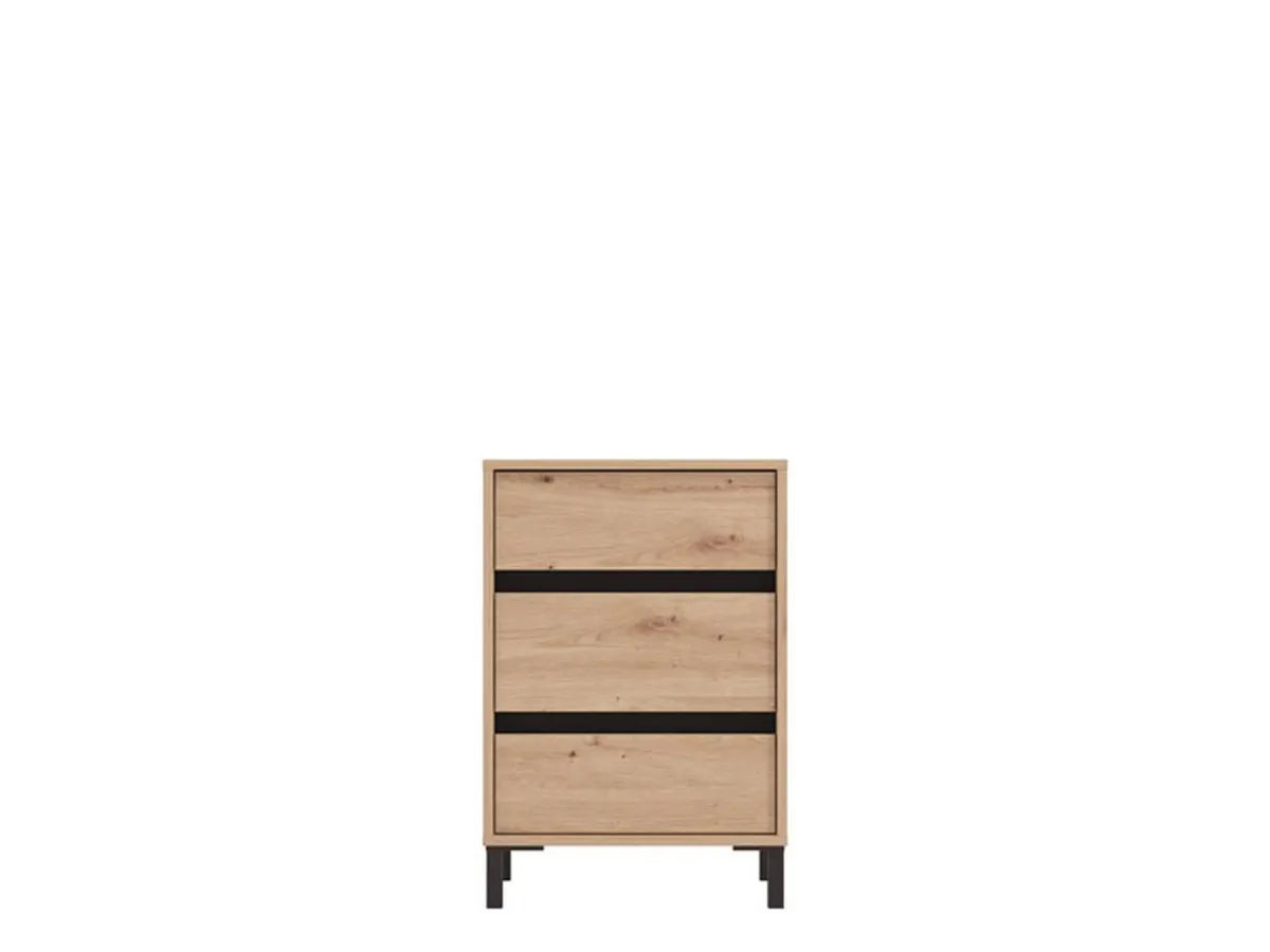 Comodini > Dmora Comodino Marrone Nero un Ripiano 3 Cassetti 48x40x71h cm, Apertura Scorrevole - Combatte Nero, Marrone
