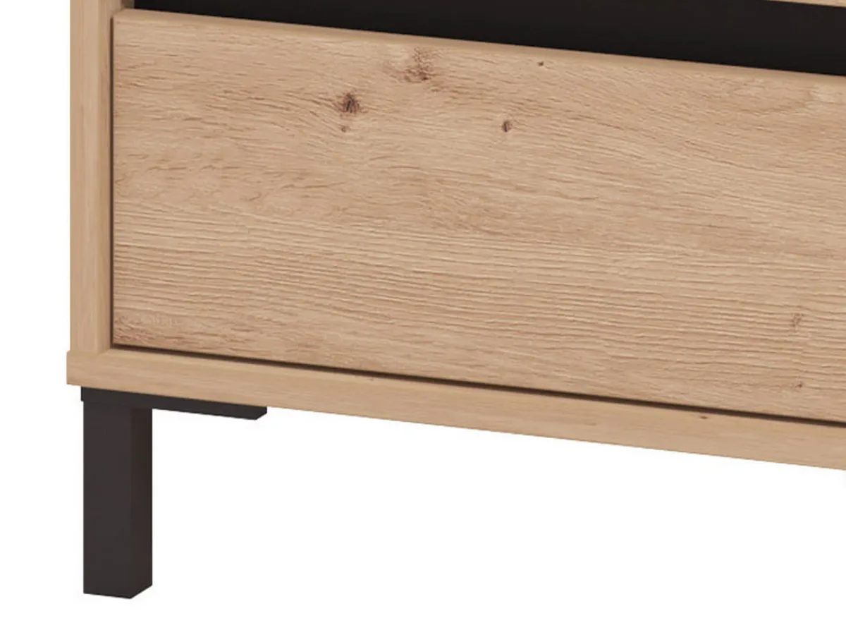 Comodini > Dmora Comodino Marrone Nero un Ripiano 3 Cassetti 48x40x71h cm, Apertura Scorrevole - Combatte Nero, Marrone