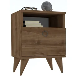 Comodino Marrone Noce Apertura Battente Un'anta 40x40x50h cm, Chiusura Battente - Maenza