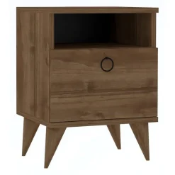 Comodino Marrone Noce Apertura Battente Un'anta 40x40x50h cm, Chiusura Battente - Maenza