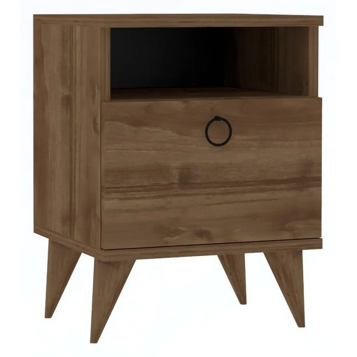 Comodino Marrone Noce Apertura Battente Un'anta 40x40x50h cm, Chiusura Battente - Maenza