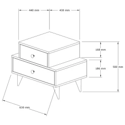 Comodini > Dmora Comodino Marrone Noce Bianco 2 Cassetti Apertura Scorrevole 63x44x50h cm, Chiusura Scorrevole - Segni Bianco, Marrone Noce