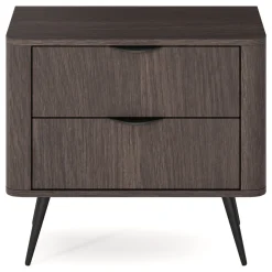 Comodino Marrone Noce Nero 2 Cassetti un Ripiano 63x38x55h cm, Apertura Scorrevole - Gasi