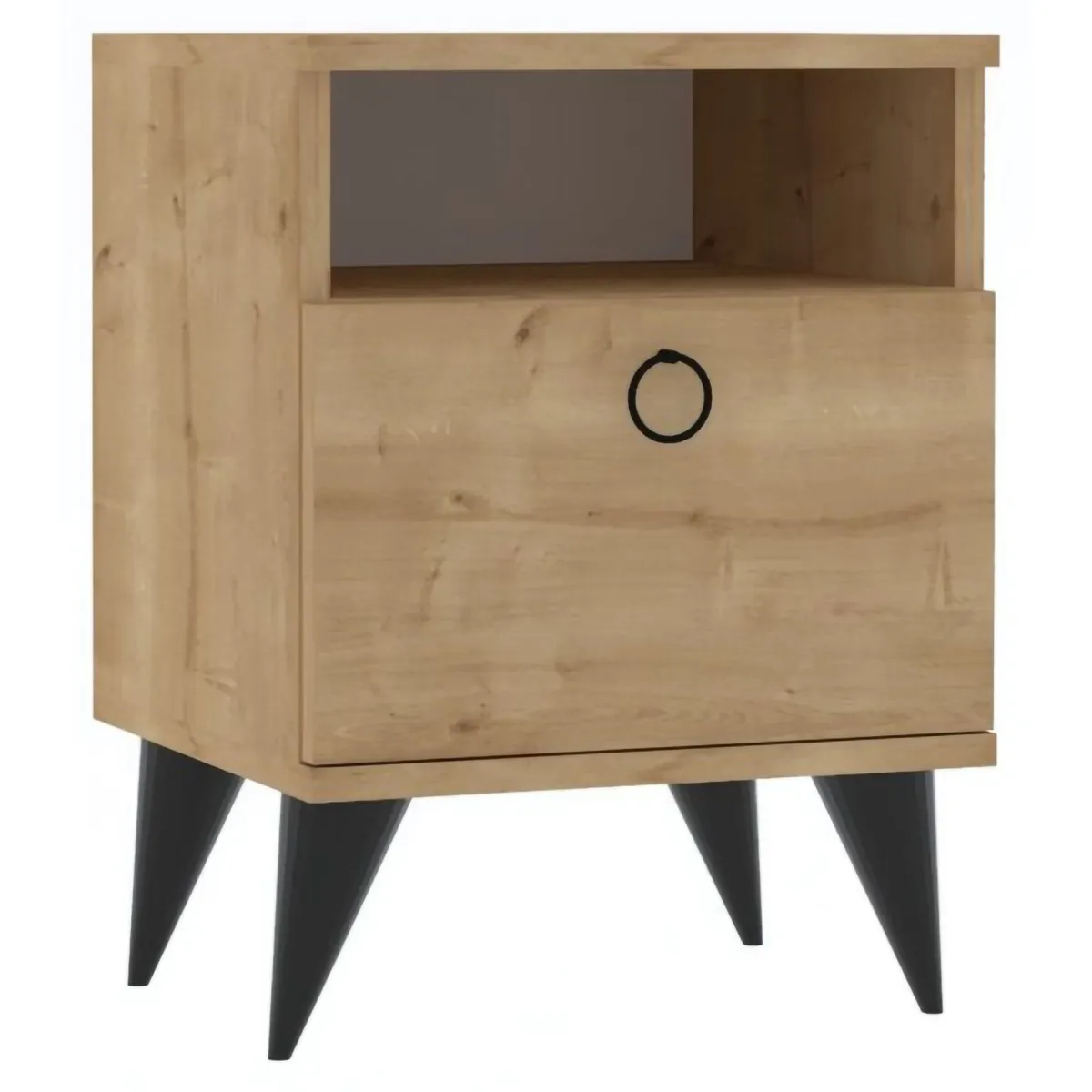 Comodini > Dmora Comodino Apertura Battente Un'anta 40x40x50h cm, Chiusura Battente - Maenza Marrone Rovere