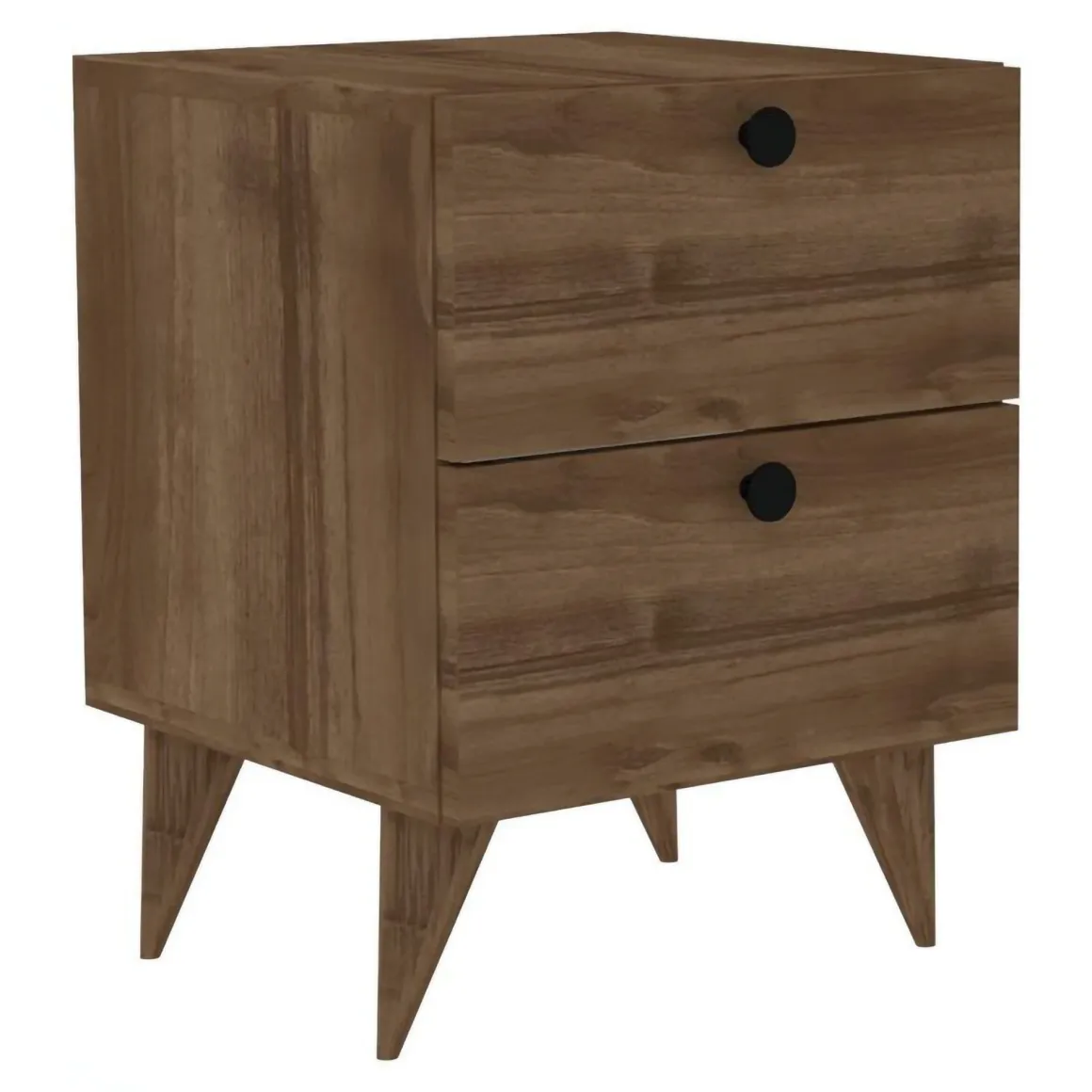 Comodini > Dmora Comodino 2 Cassetti un Ripiano 50x38x52h cm, Apertura Scorrevole - Hani Marrone Rovere