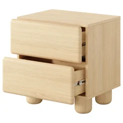 Comodini > Dmora Comodino 2 Cassetti un Ripiano 50x38x52h cm, Apertura Scorrevole - Hani Marrone Rovere