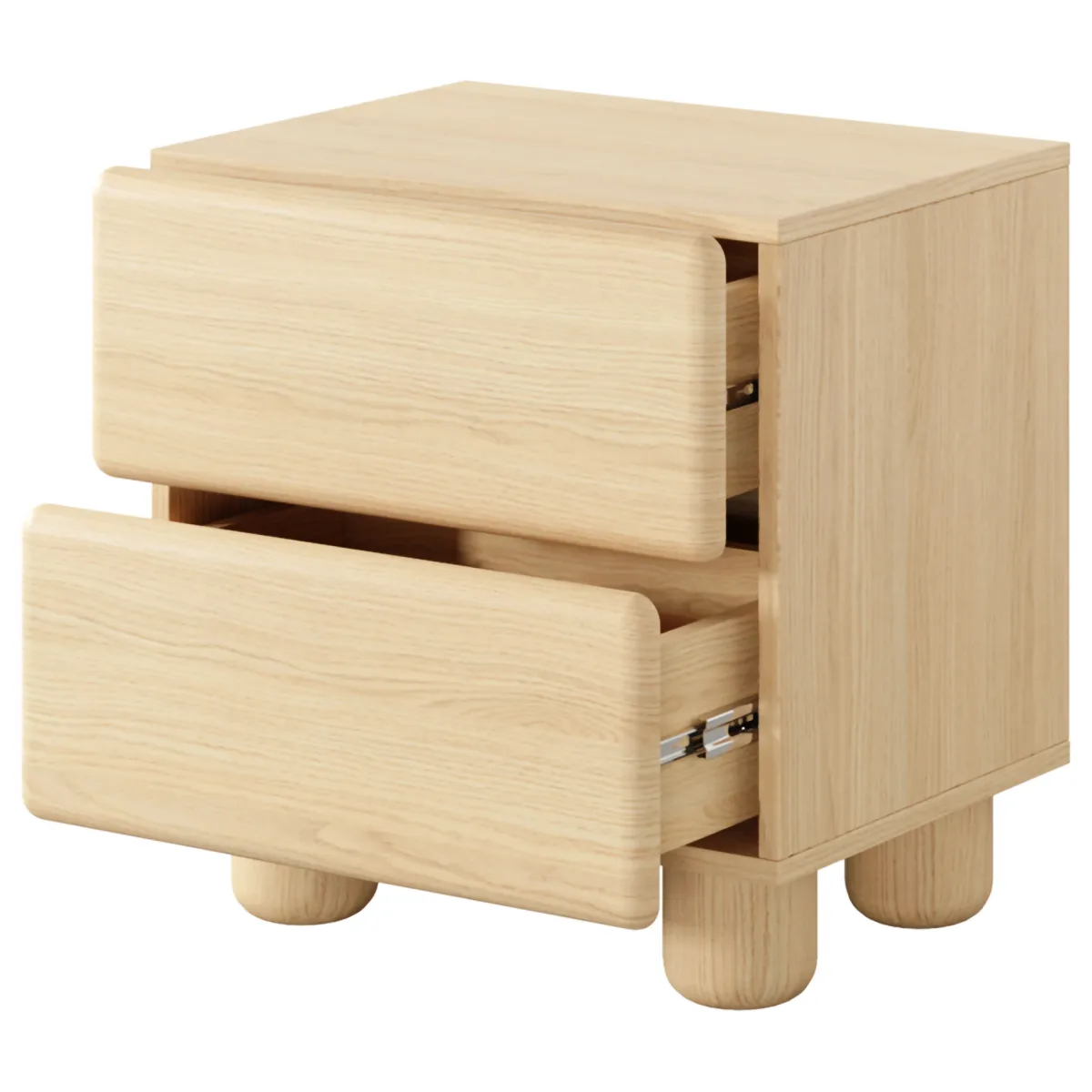 Comodini > Dmora Comodino 2 Cassetti un Ripiano 50x38x52h cm, Apertura Scorrevole - Hani Marrone Rovere