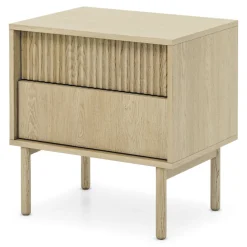 Comodino Marrone Rovere 2 Cassetti un Ripiano 54x40x55h cm, Apertura Scorrevole - Gase