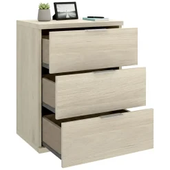 Comodini > Dmora Comodino Marrone Rovere Grigio 3 Cassetti un Ripiano 34x42x57h cm, Piedini abs Antirumore e Antigraffio - Blythe Grigio, Marrone Rovere