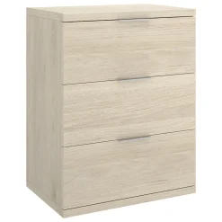 Comodini > Dmora Comodino Marrone Rovere Grigio 3 Cassetti un Ripiano 34x42x57h cm, Piedini abs Antirumore e Antigraffio - Blythe Grigio, Marrone Rovere