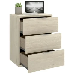 Comodino Marrone Rovere Grigio 3 Cassetti un Ripiano 34x42x57h cm, Piedini abs Antirumore e Antigraffio - Sturgis